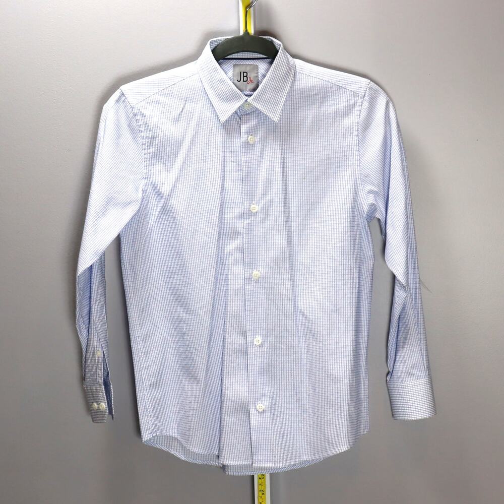 JB Jr. Boys Blue Micro-Check Button-Down Shirt Size 100% Cotton‎ size 12